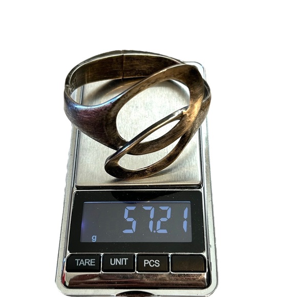 Alicia Plata Joyeria Mexico 950 Silver Hinged Cuff Bracelet TO-40 Modern Design - Picture 7 of 11